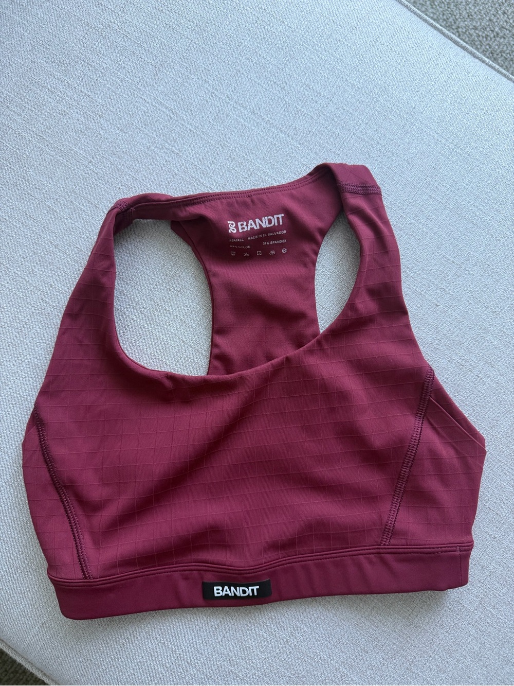 Bandit Gridlock Scoop neck Run Bra in Cherry